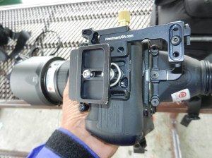 Arca-Swiss compatible (Acratech) tripod quick-release plate attached