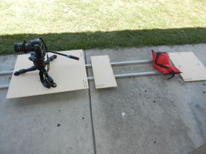 Here is the 8' slider beneath the #2 lg apple box, bolted to the Hi-hat and camera