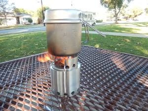 Solo stove in use
