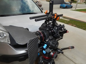 full cinema rig setup on tripod 