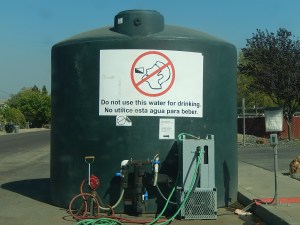 Nonpotable water tank near the fire station in East Porterville, CA