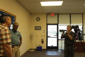 Setting up to talk with Paul Boyer in west Visalia about the efforts of his company to help residents obtain water