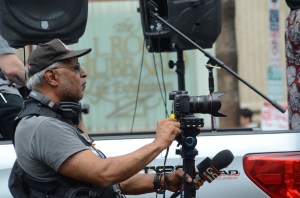 at the Hollywood anticorporate protest co-sponsored by ANSWER Coalition, Sept 2015